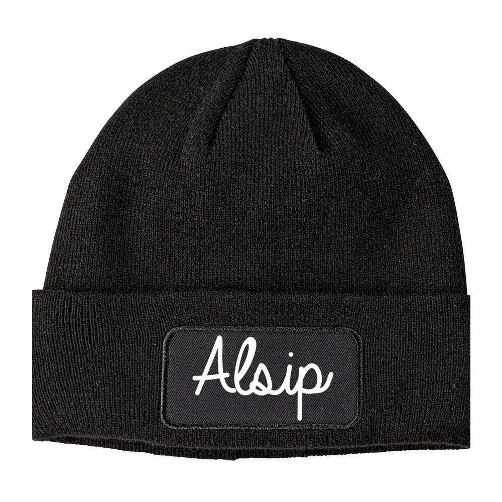 Alsip Illinois IL Script Mens Knit Beanie Hat Cap Black