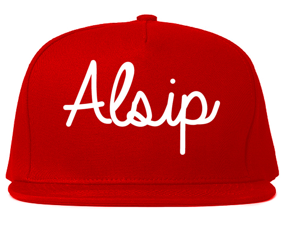 Alsip Illinois IL Script Mens Snapback Hat Red