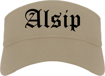 Alsip Illinois IL Old English Mens Visor Cap Hat Khaki