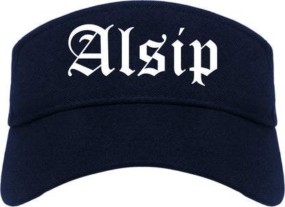 Alsip Illinois IL Old English Mens Visor Cap Hat Navy Blue