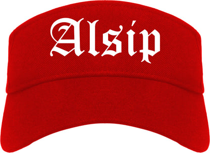 Alsip Illinois IL Old English Mens Visor Cap Hat Red