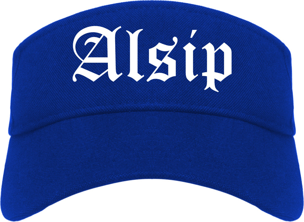 Alsip Illinois IL Old English Mens Visor Cap Hat Royal Blue