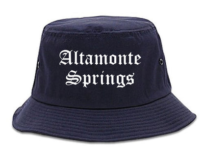 Altamonte Springs Florida FL Old English Mens Bucket Hat Navy Blue