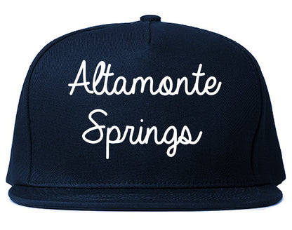Altamonte Springs Florida FL Script Mens Snapback Hat Navy Blue
