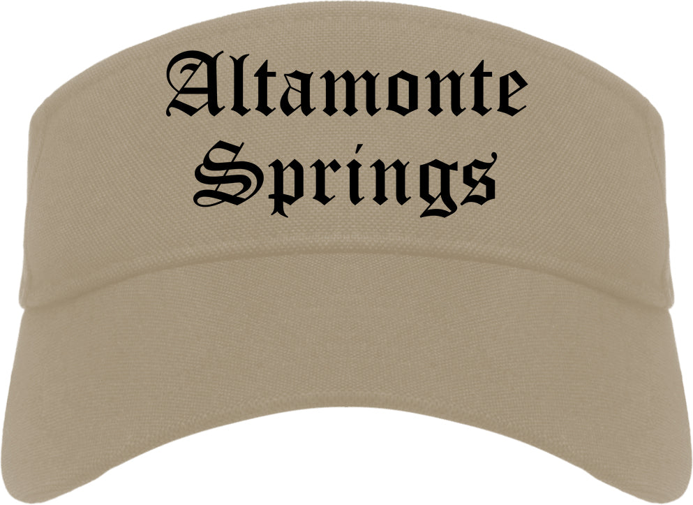 Altamonte Springs Florida FL Old English Mens Visor Cap Hat Khaki