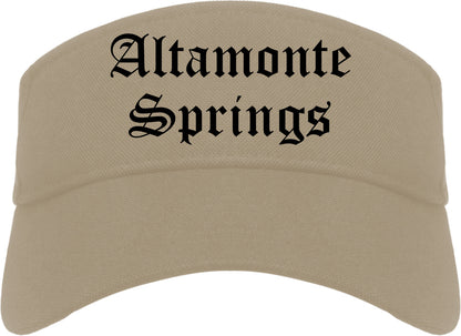 Altamonte Springs Florida FL Old English Mens Visor Cap Hat Khaki
