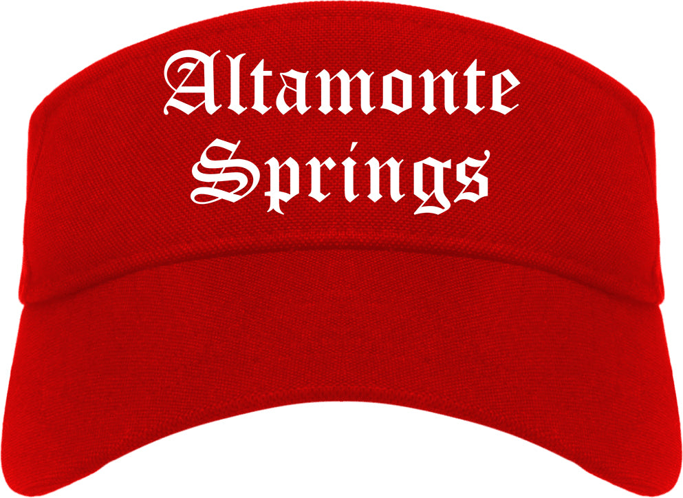 Altamonte Springs Florida FL Old English Mens Visor Cap Hat Red