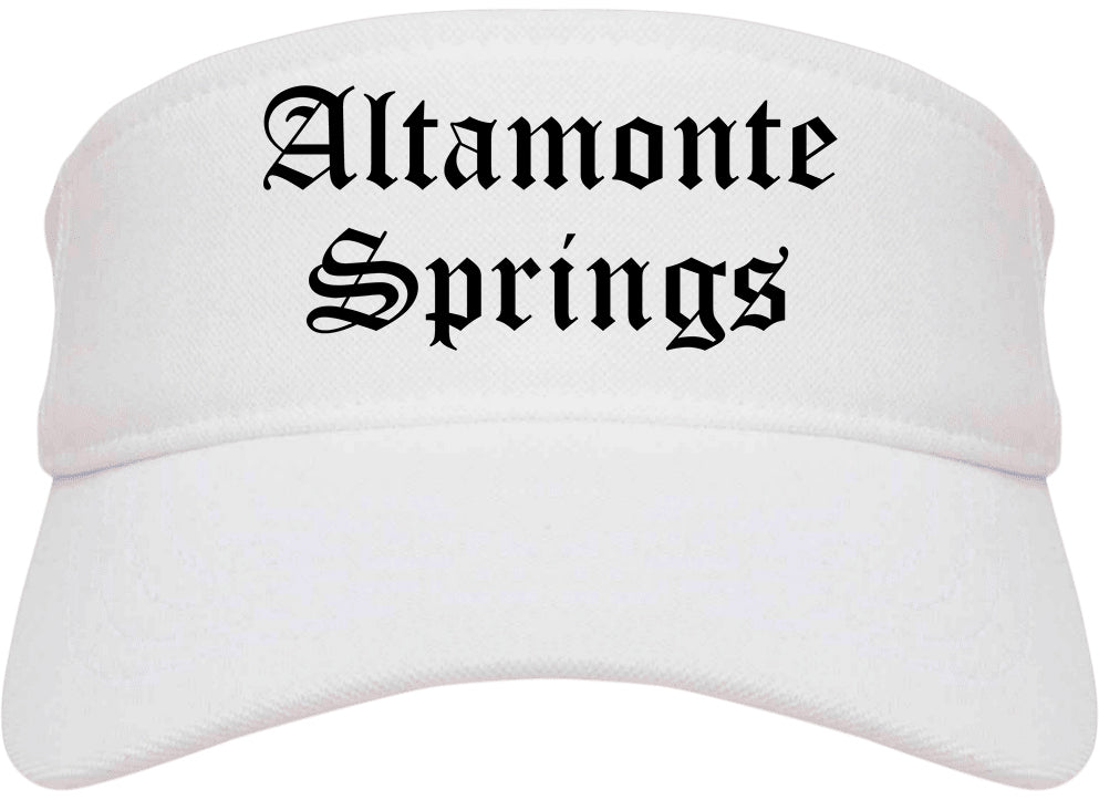 Altamonte Springs Florida FL Old English Mens Visor Cap Hat White
