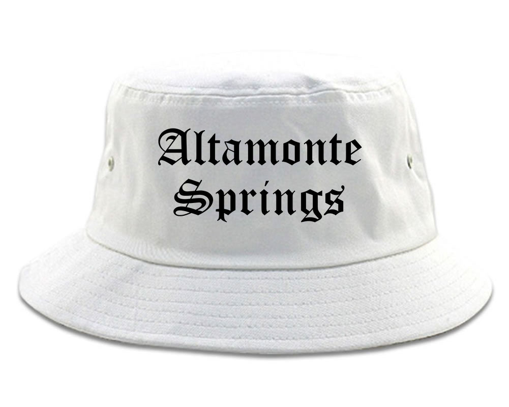 Altamonte Springs Florida FL Old English Mens Bucket Hat White