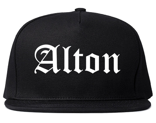 Alton Illinois IL Old English Mens Snapback Hat Black