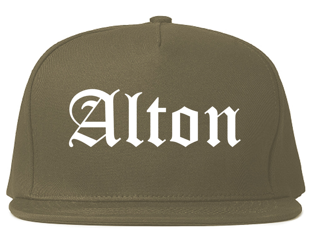 Alton Illinois IL Old English Mens Snapback Hat Grey
