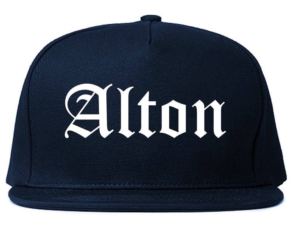 Alton Illinois IL Old English Mens Snapback Hat Navy Blue