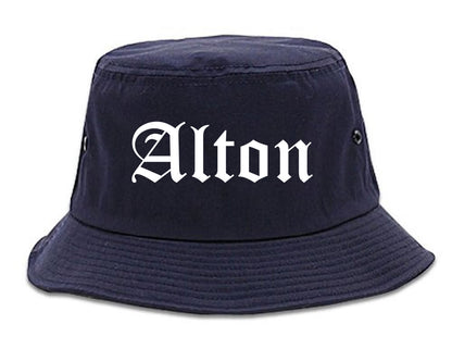 Alton Illinois IL Old English Mens Bucket Hat Navy Blue