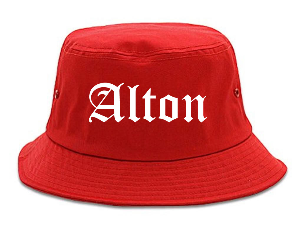 Alton Illinois IL Old English Mens Bucket Hat Red