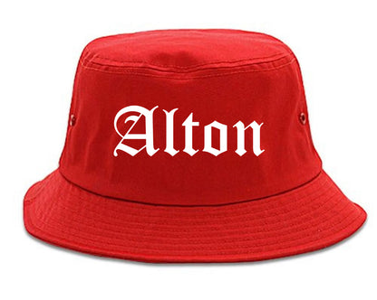 Alton Illinois IL Old English Mens Bucket Hat Red
