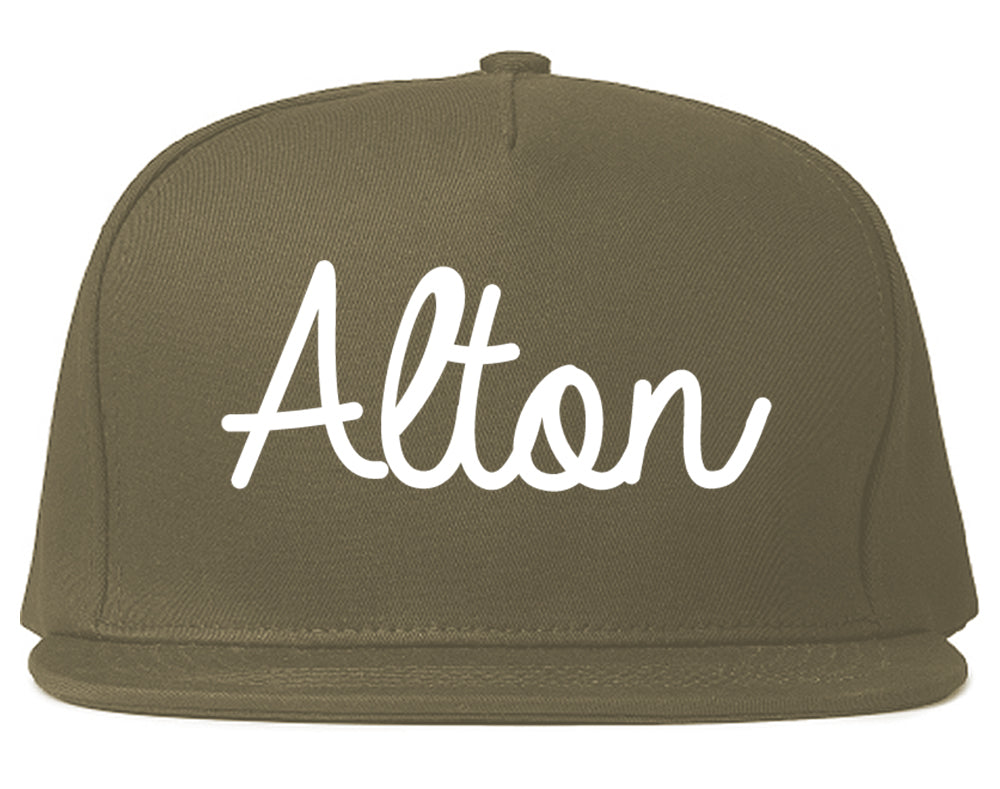 Alton Illinois IL Script Mens Snapback Hat Grey