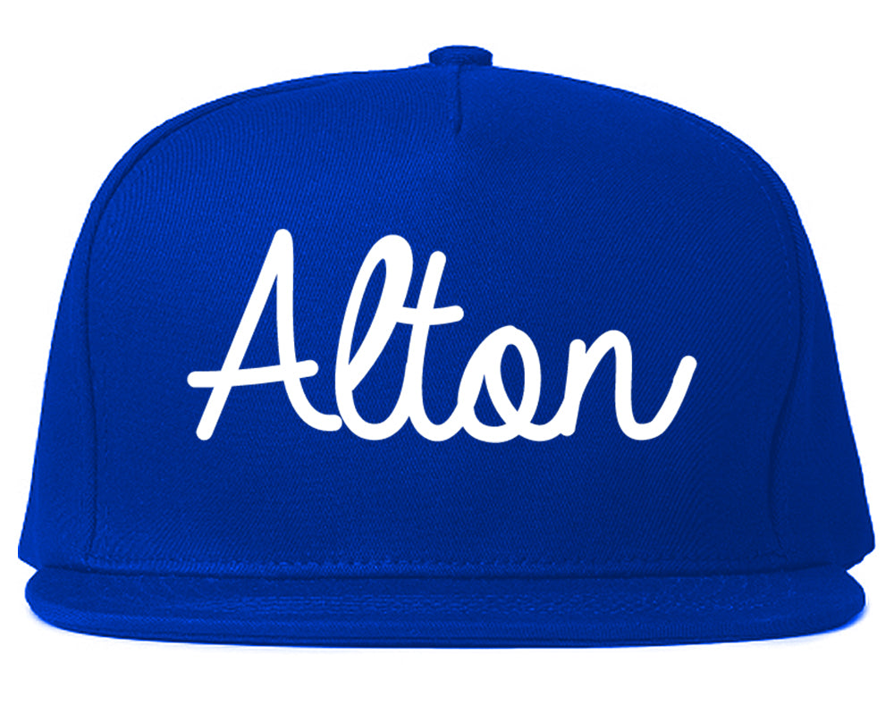 Alton Illinois IL Script Mens Snapback Hat Royal Blue