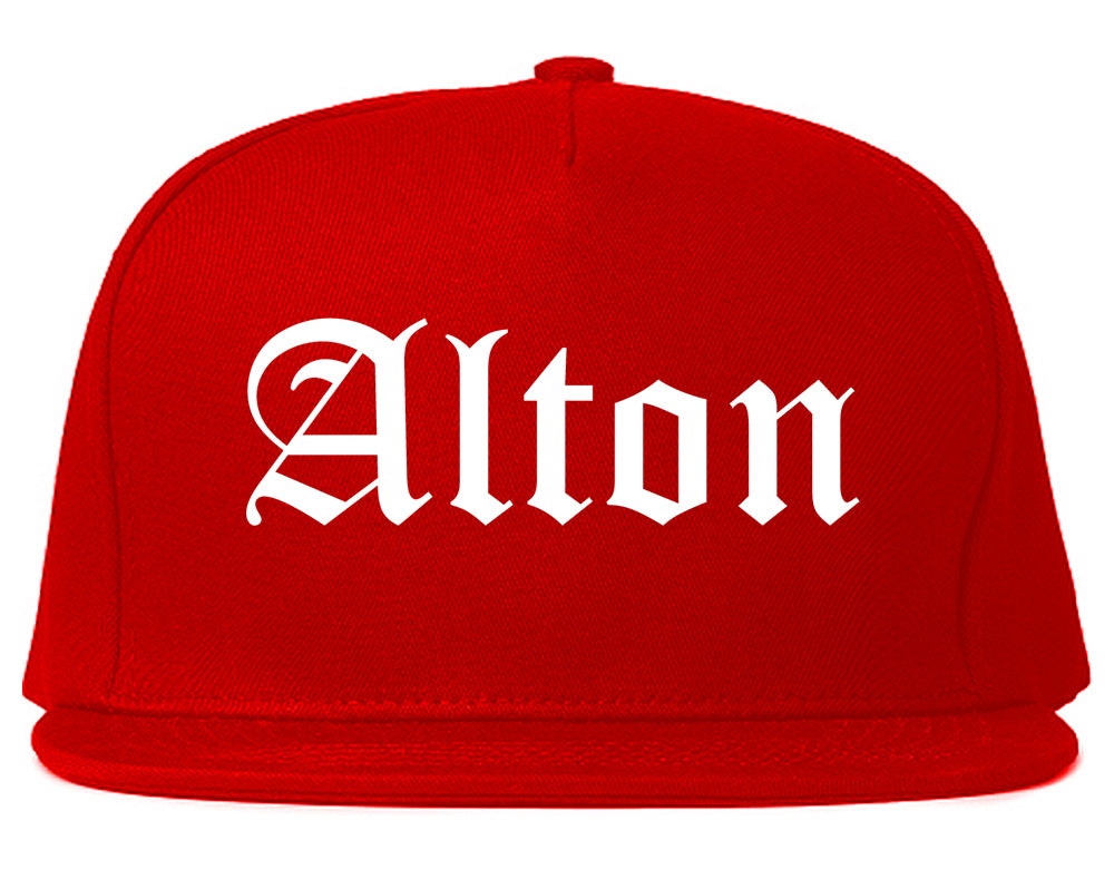 Alton Texas TX Old English Mens Snapback Hat Red