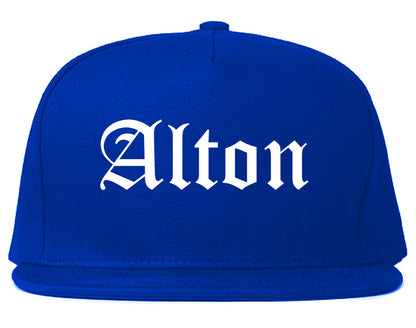 Alton Texas TX Old English Mens Snapback Hat Royal Blue