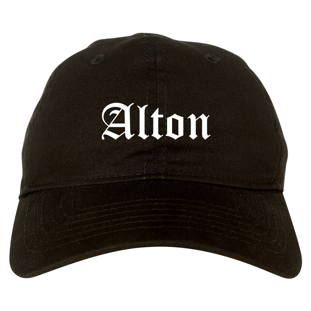 Alton Texas TX Old English Mens Dad Hat Baseball Cap Black