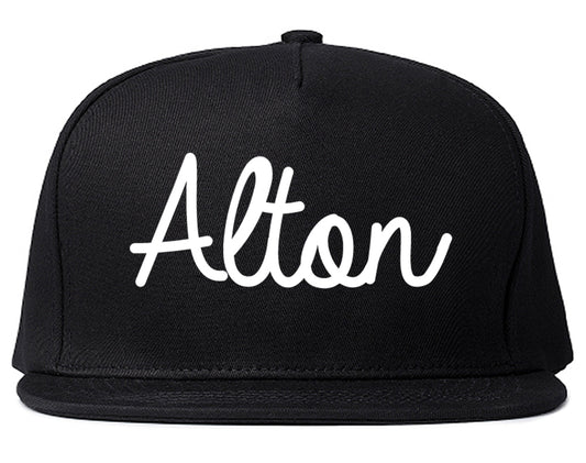 Alton Texas TX Script Mens Snapback Hat Black