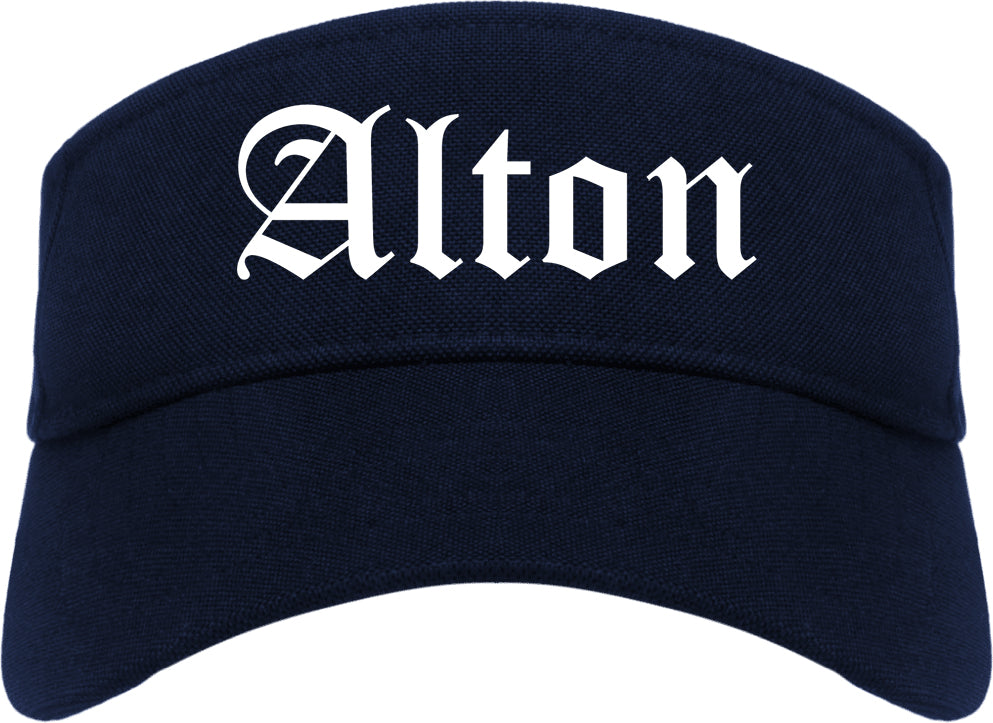 Alton Texas TX Old English Mens Visor Cap Hat Navy Blue