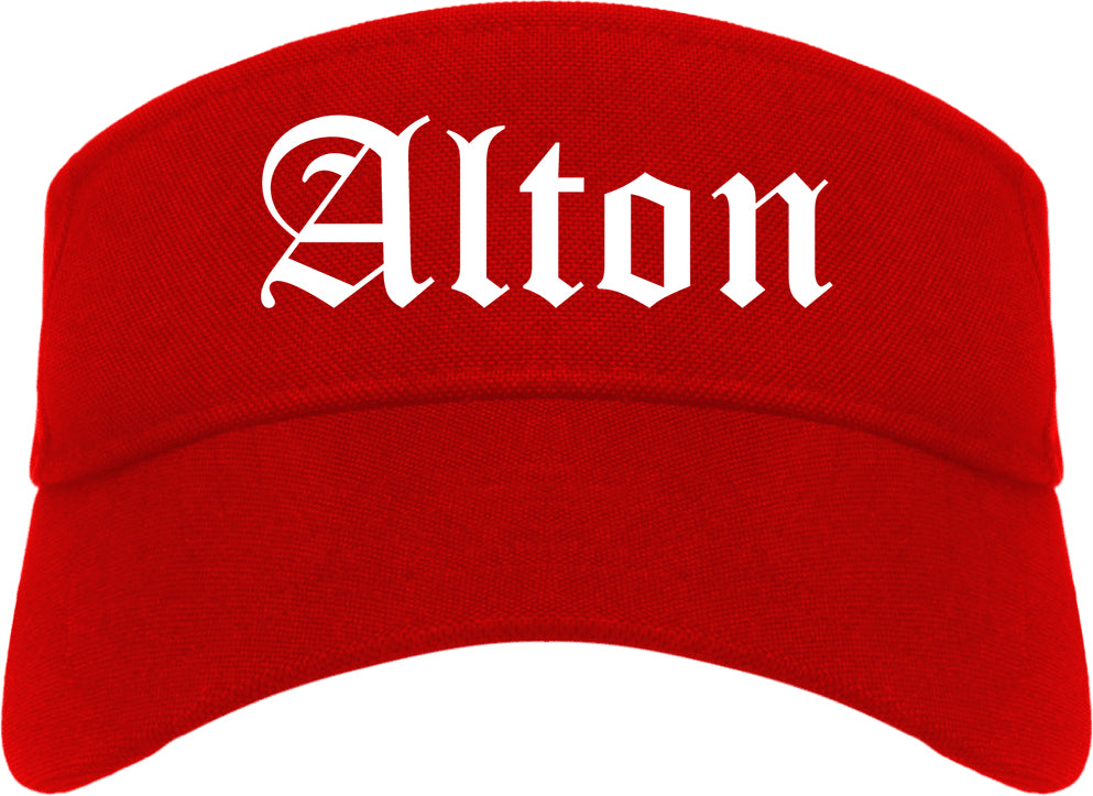 Alton Texas TX Old English Mens Visor Cap Hat Red