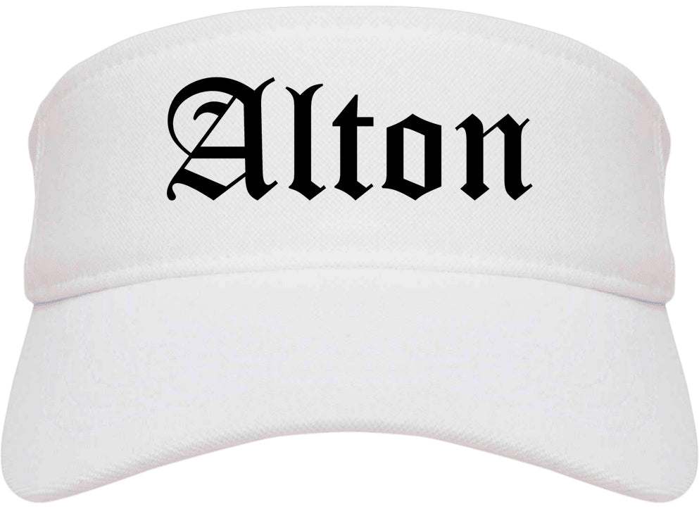 Alton Texas TX Old English Mens Visor Cap Hat White