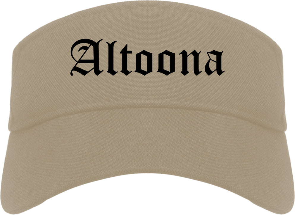 Altoona Iowa IA Old English Mens Visor Cap Hat Khaki