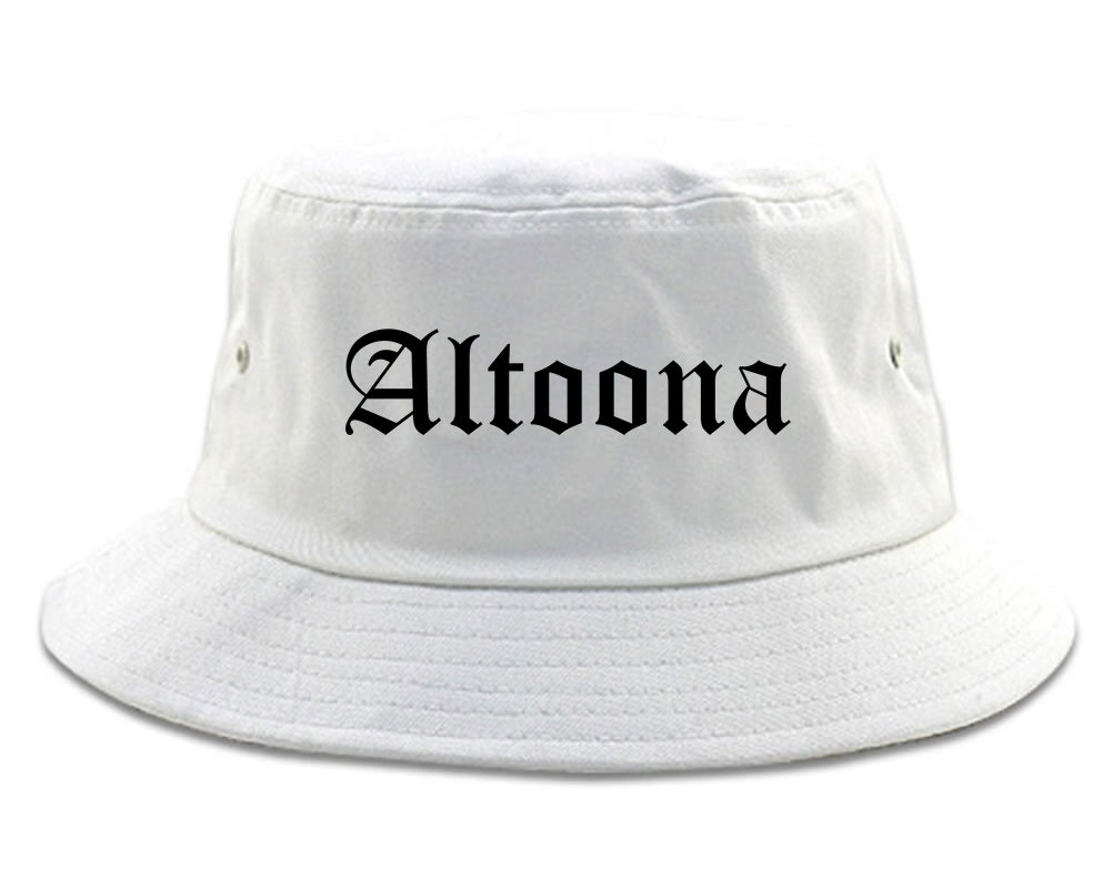 Altoona Wisconsin WI Old English Mens Bucket Hat White