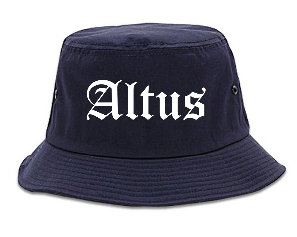 Altus Oklahoma OK Old English Mens Bucket Hat Navy Blue