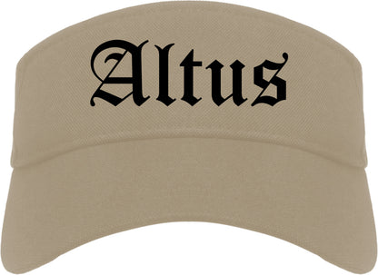 Altus Oklahoma OK Old English Mens Visor Cap Hat Khaki