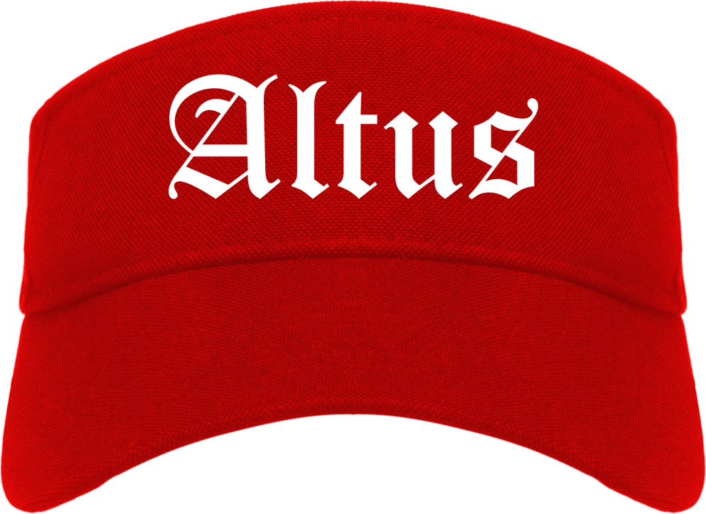 Altus Oklahoma OK Old English Mens Visor Cap Hat Red
