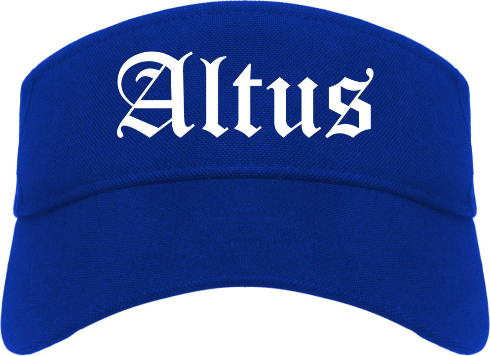 Altus Oklahoma OK Old English Mens Visor Cap Hat Royal Blue