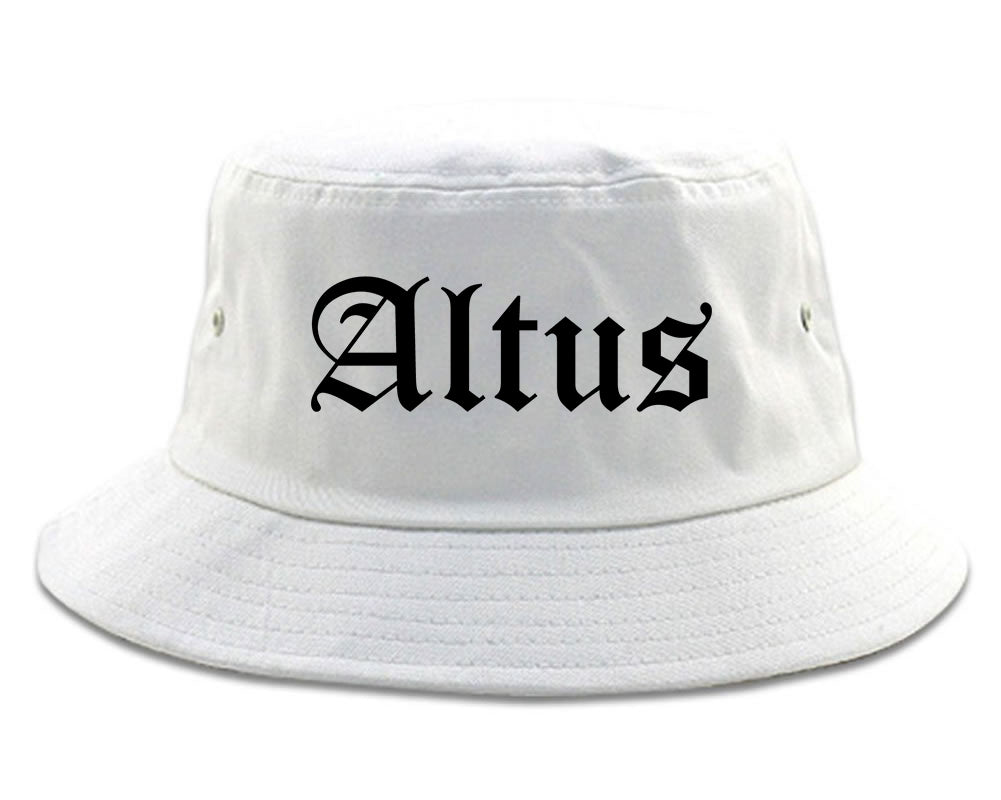 Altus Oklahoma OK Old English Mens Bucket Hat White