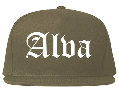 Alva Oklahoma OK Old English Mens Snapback Hat Grey