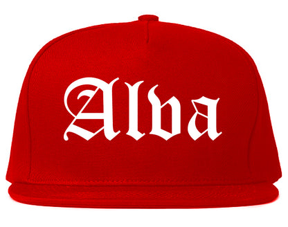 Alva Oklahoma OK Old English Mens Snapback Hat Red