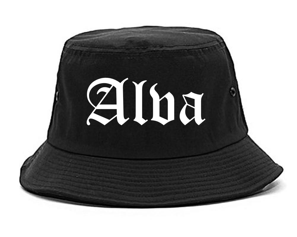 Alva Oklahoma OK Old English Mens Bucket Hat Black