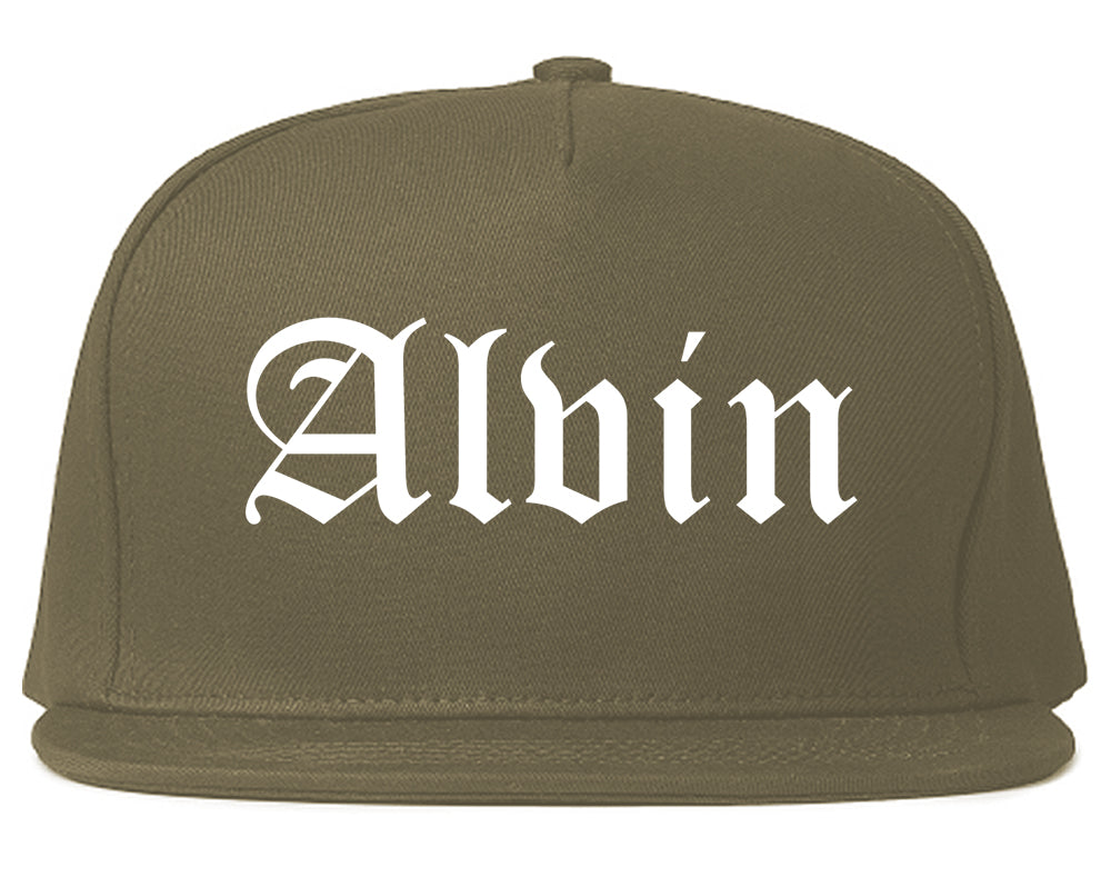 Alvin Texas TX Old English Mens Snapback Hat Grey