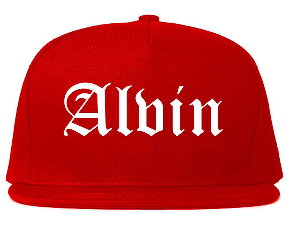 Alvin Texas TX Old English Mens Snapback Hat Red