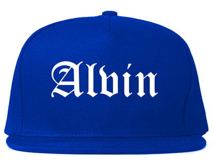 Alvin Texas TX Old English Mens Snapback Hat Royal Blue