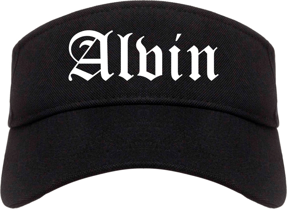 Alvin Texas TX Old English Mens Visor Cap Hat Black