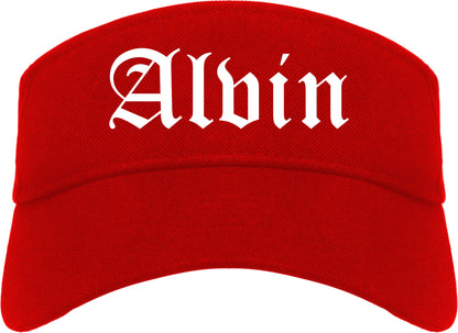 Alvin Texas TX Old English Mens Visor Cap Hat Red