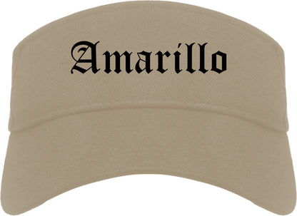 Amarillo Texas TX Old English Mens Visor Cap Hat Khaki