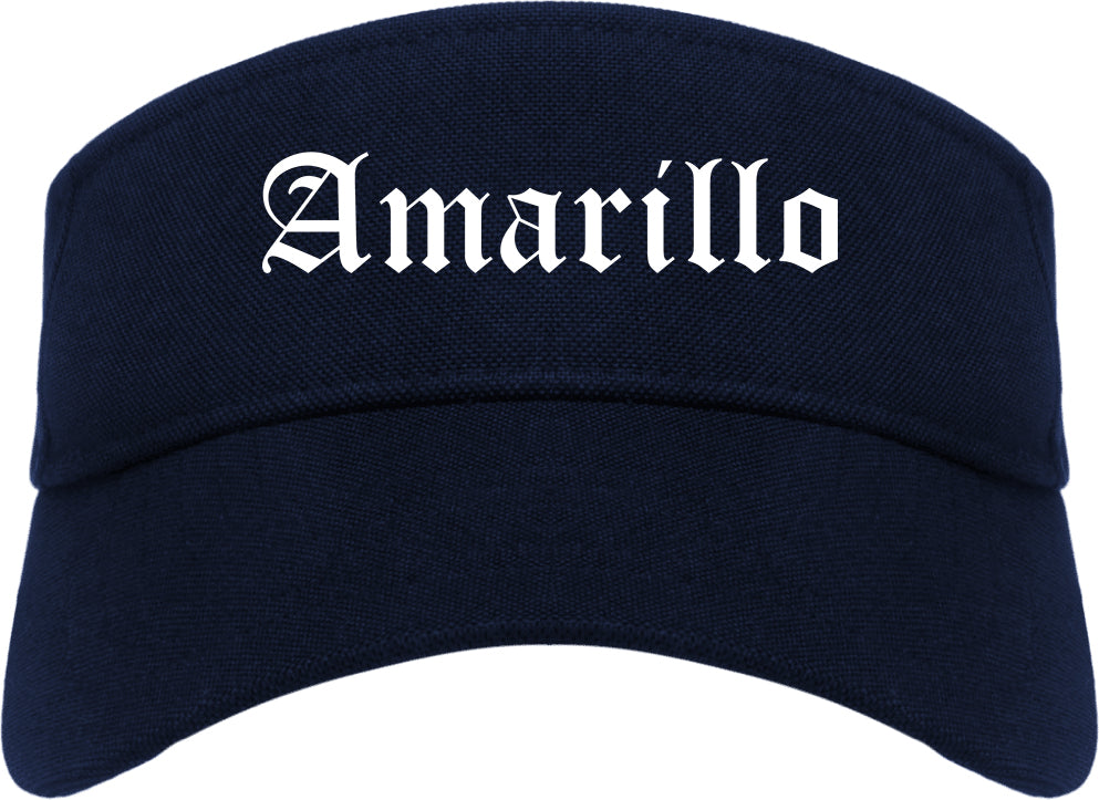 Amarillo Texas TX Old English Mens Visor Cap Hat Navy Blue