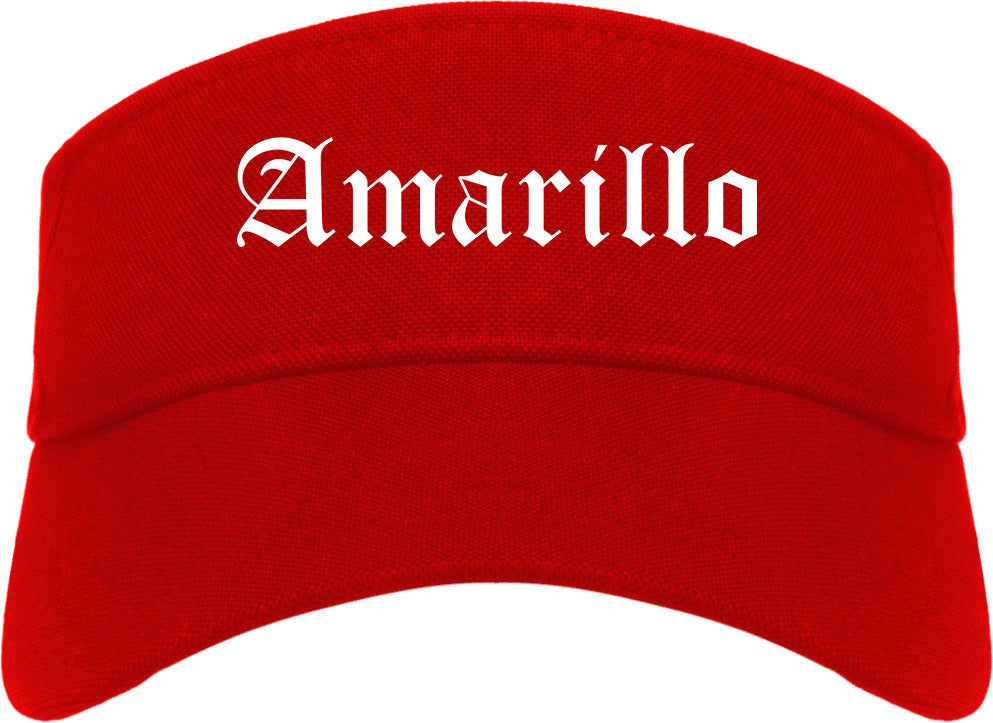 Amarillo Texas TX Old English Mens Visor Cap Hat Red