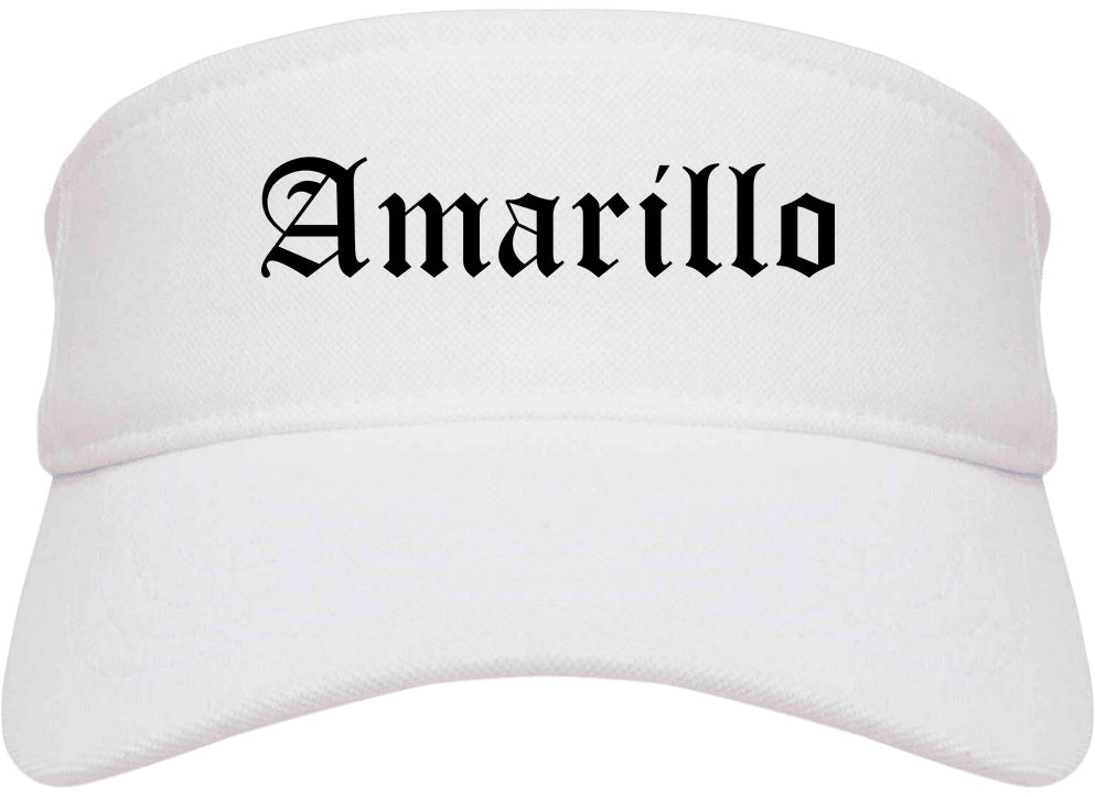 Amarillo Texas TX Old English Mens Visor Cap Hat White