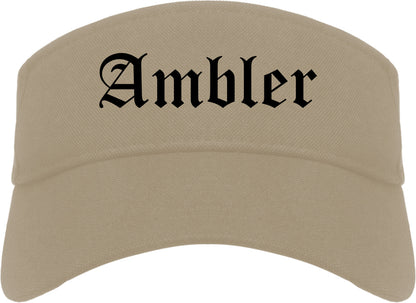 Ambler Pennsylvania PA Old English Mens Visor Cap Hat Khaki