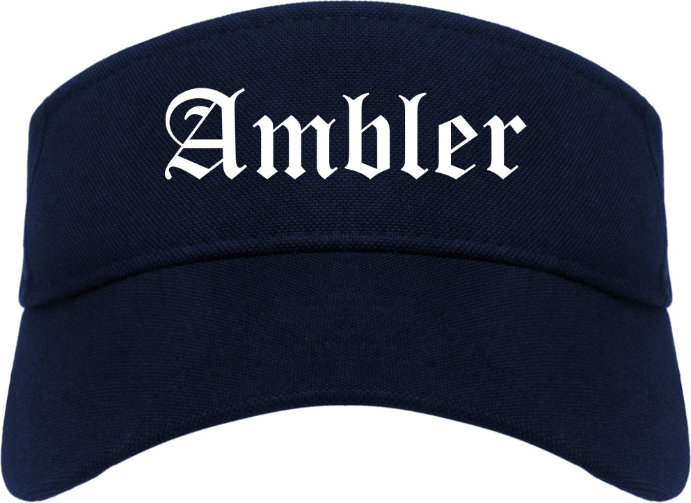 Ambler Pennsylvania PA Old English Mens Visor Cap Hat Navy Blue