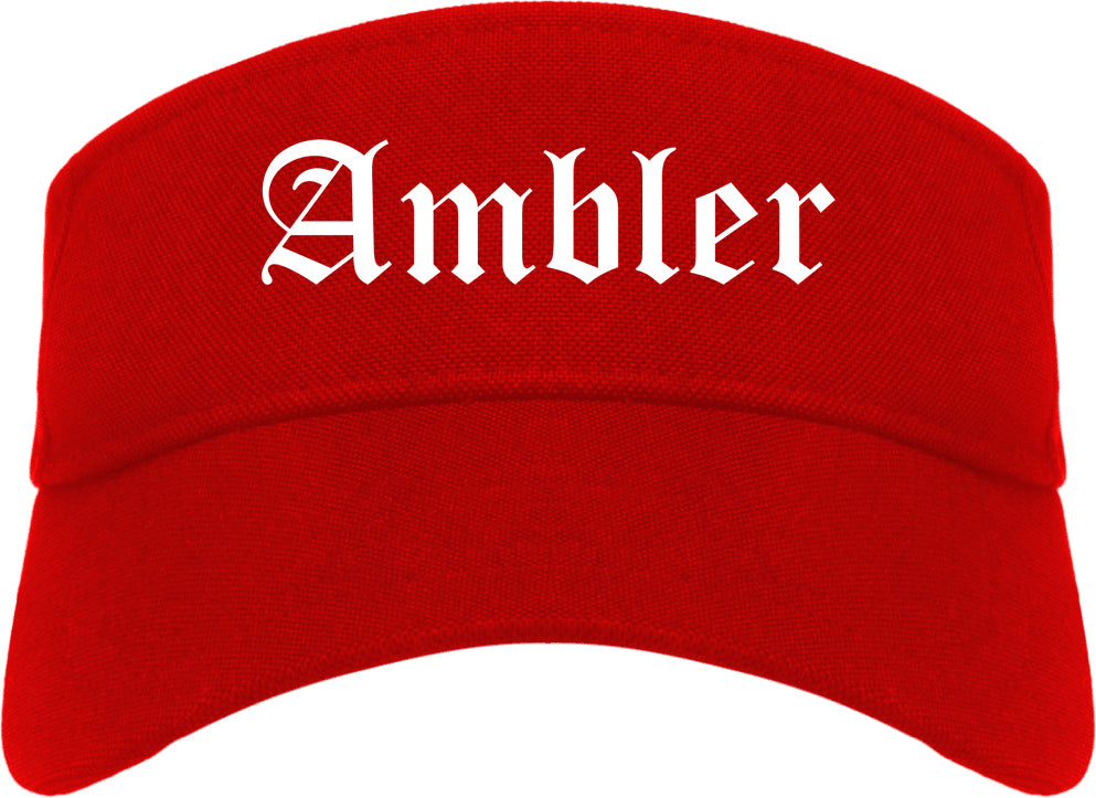 Ambler Pennsylvania PA Old English Mens Visor Cap Hat Red